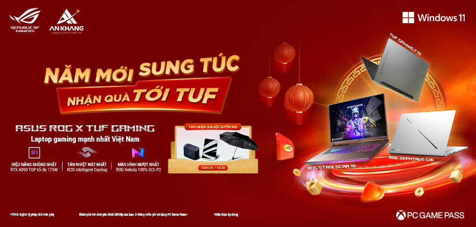 CTKM ASUS: NĂM MỚI SUNG TÚC - NHẬN QUÀ TỚI TUF